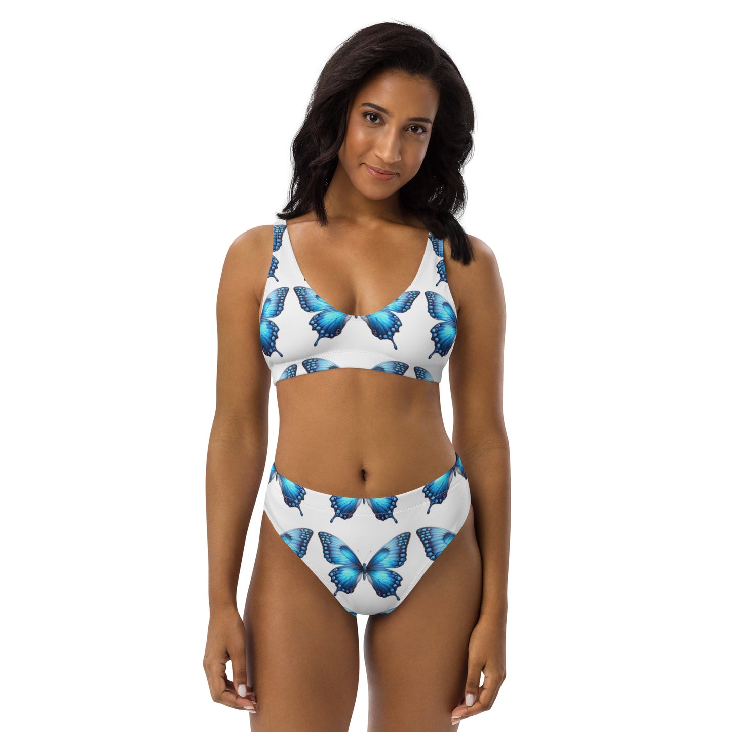 Una Lupa - Recycelter Allover High Waist Bikini - Blauer Schmetterling