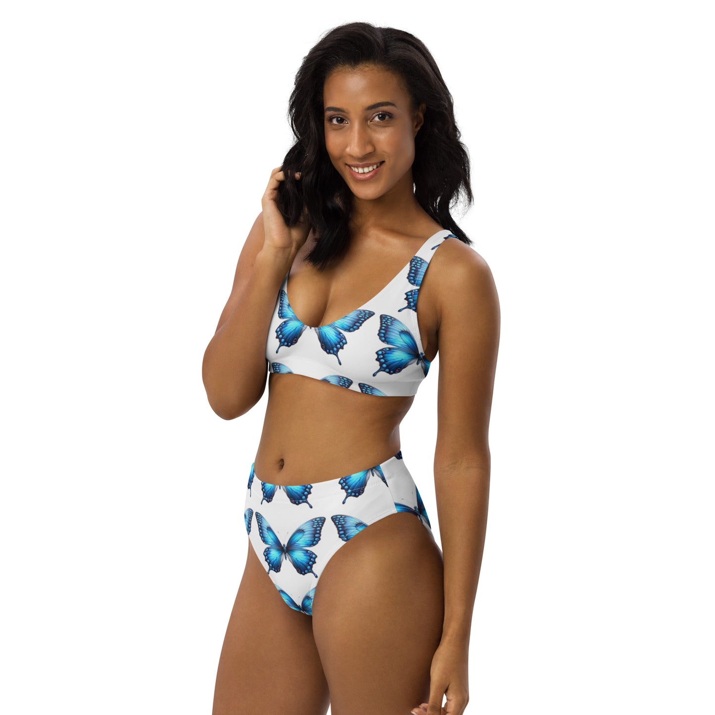 Una Lupa - Recycelter Allover High Waist Bikini - Blauer Schmetterling