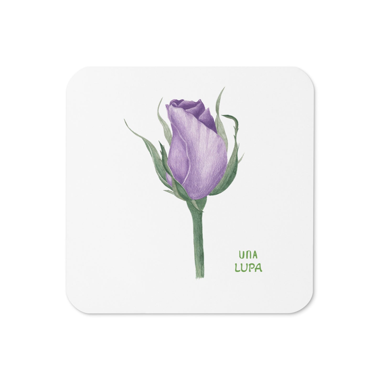 Una Lupa - Korkuntersetzer - Violette Rose - 1 Stück - 95 × 95 × 4 mm