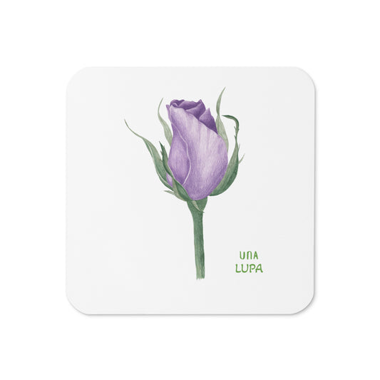 Una Lupa - Korkuntersetzer - Violette Rose - 1 Stück - 95 × 95 × 4 mm