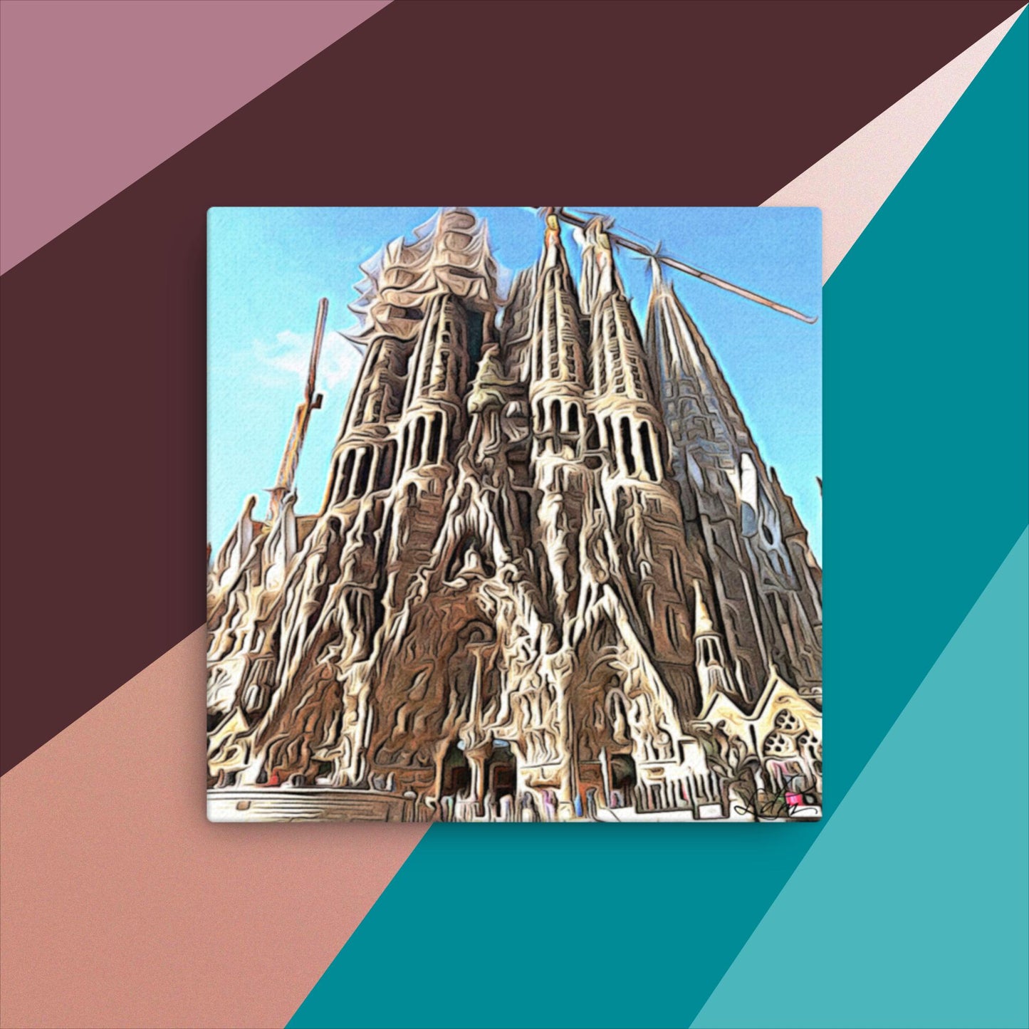 Luigi Di Matteo - Leinwandbild - Sagrada Familia su olio - 30,5 x 30,5 cm