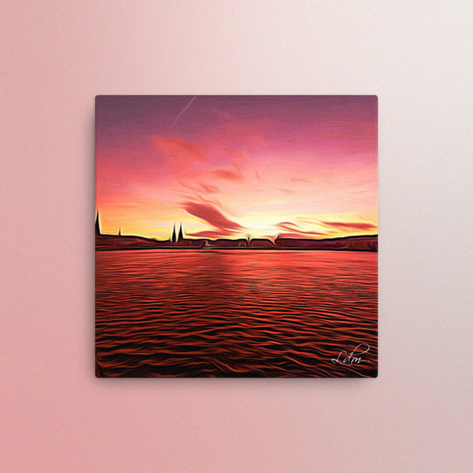 Luigi Di Matteo - Leinwandbild - Tramonto in Hamburg - 30,5 x 30,5 cm