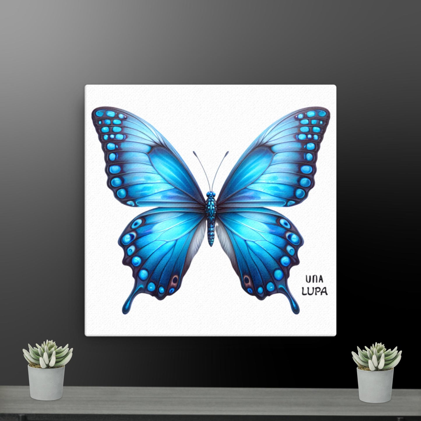 Una Lupa - Leinwandbild - Blauer Schmetterling - 30,5 x 30,5 cm