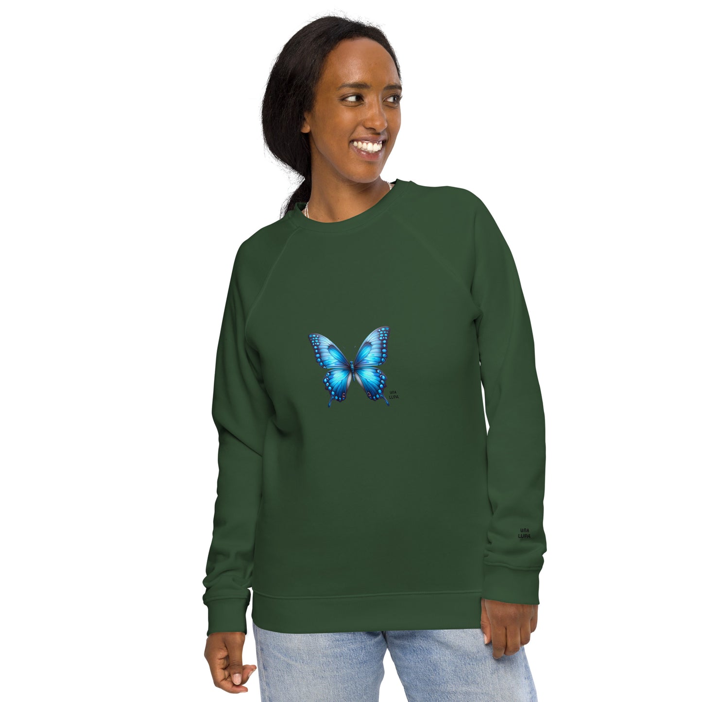 Una Lupa - Damen Raglan-Pullover - Blauer Schmetterling