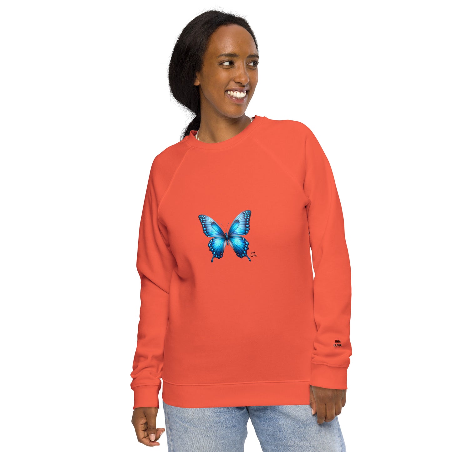 Una Lupa - Damen Raglan-Pullover - Blauer Schmetterling