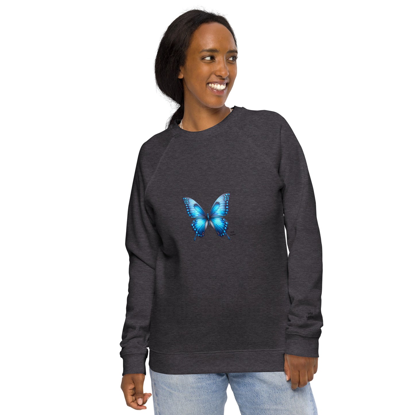 Una Lupa - Damen Raglan-Pullover - Blauer Schmetterling