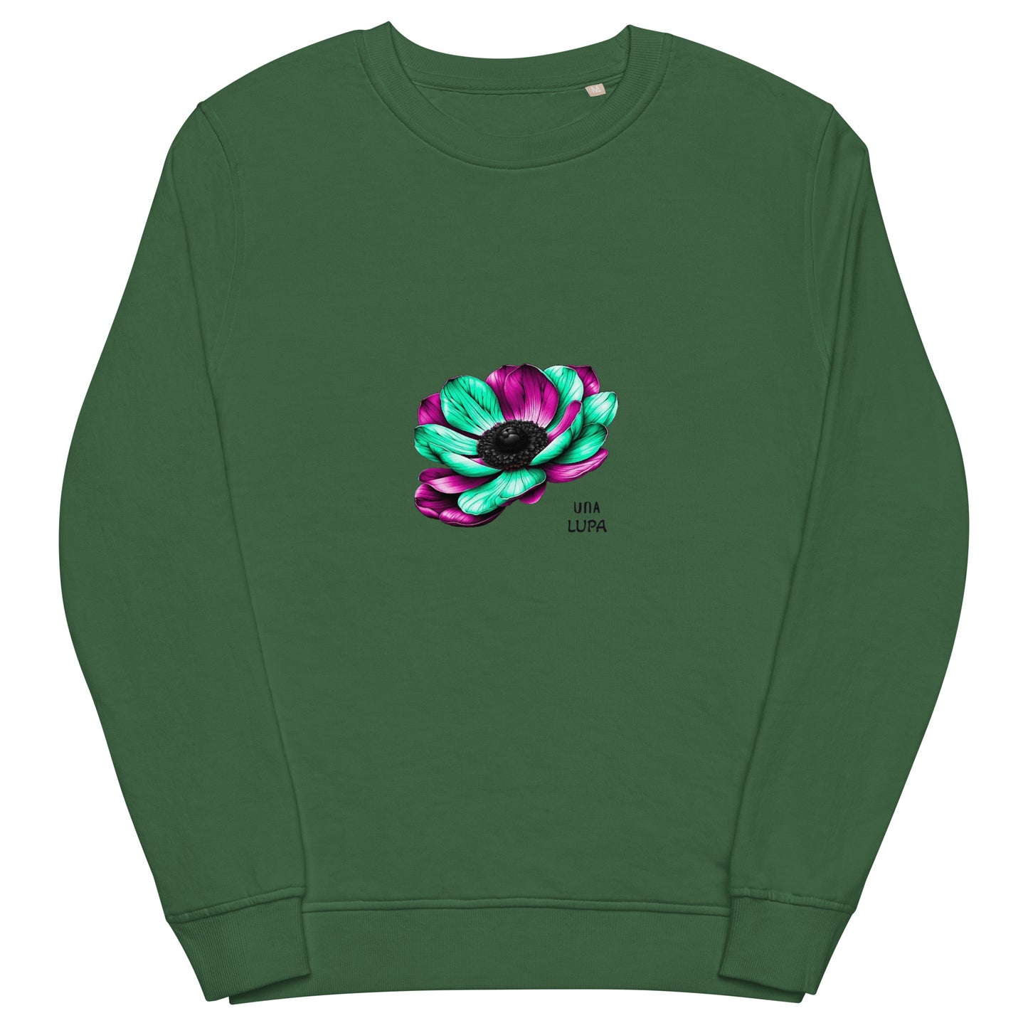 Una Lupa - Unisex organic sweatshirt - Anemone multicolor pink-grün