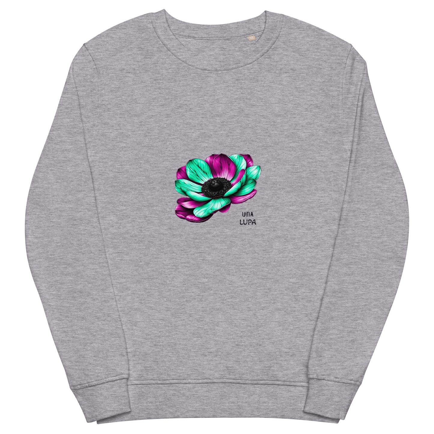 Una Lupa - Unisex organic sweatshirt - Anemone multicolor pink-grün