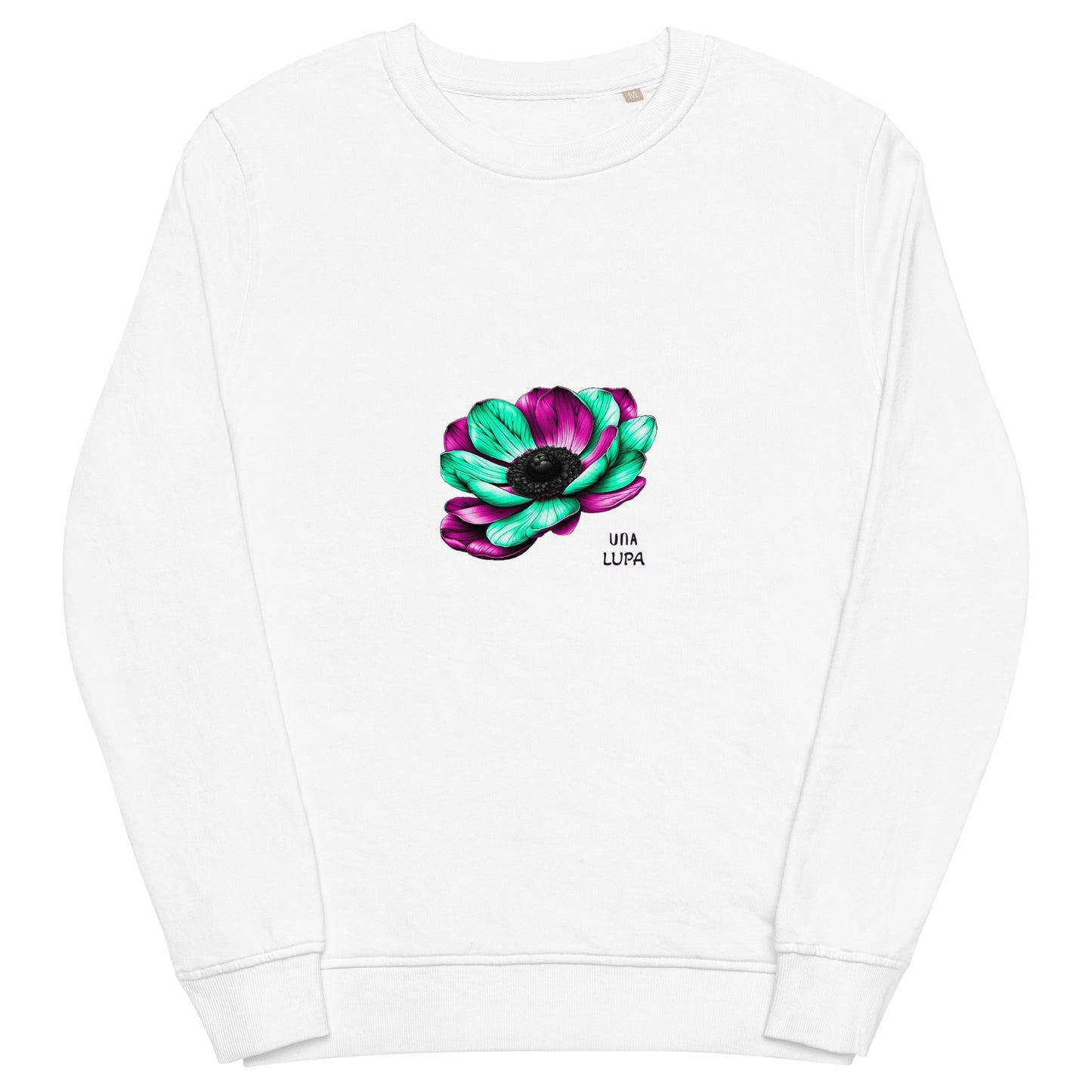 Una Lupa - Unisex organic sweatshirt - Anemone multicolor pink-grün