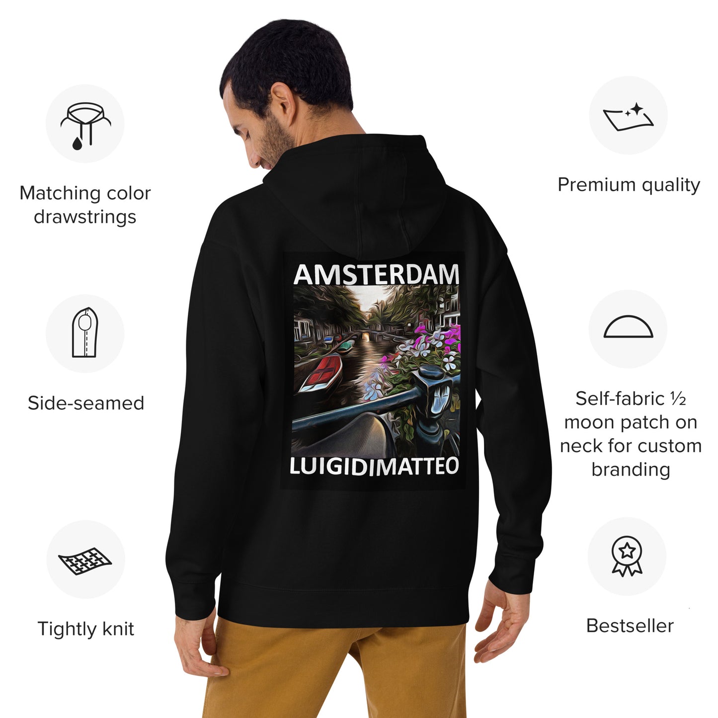 Luigi Di Matteo - Unisex-Kapuzenpullover - Amsterdam Fuga tra i canali